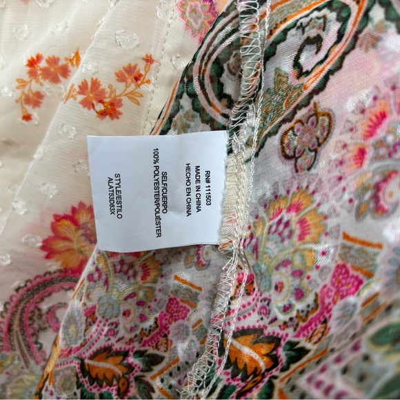 Fig and Flower Anthropology Women’s Cream and Floral Size 3x Bohemian Blouse - Picture 3 of 8